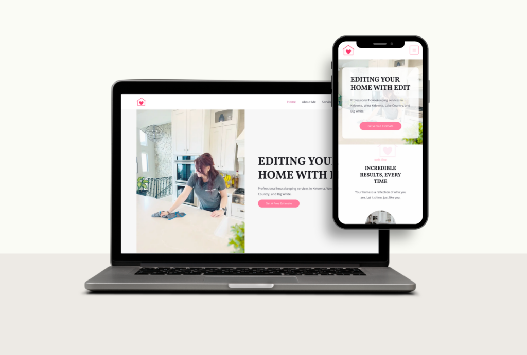 mockups of editing your home website homepage