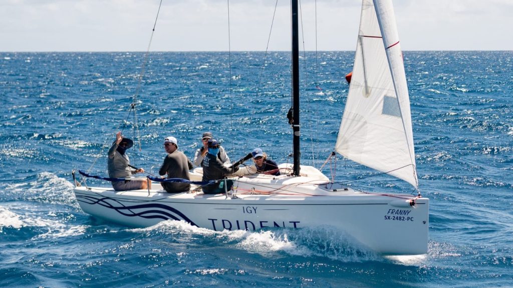 Christian Fry on racing sailboat